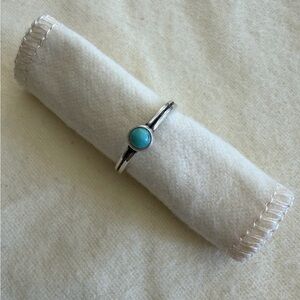 Retired James Avery Sterling Silver Turquoise Stacker Ring - Size